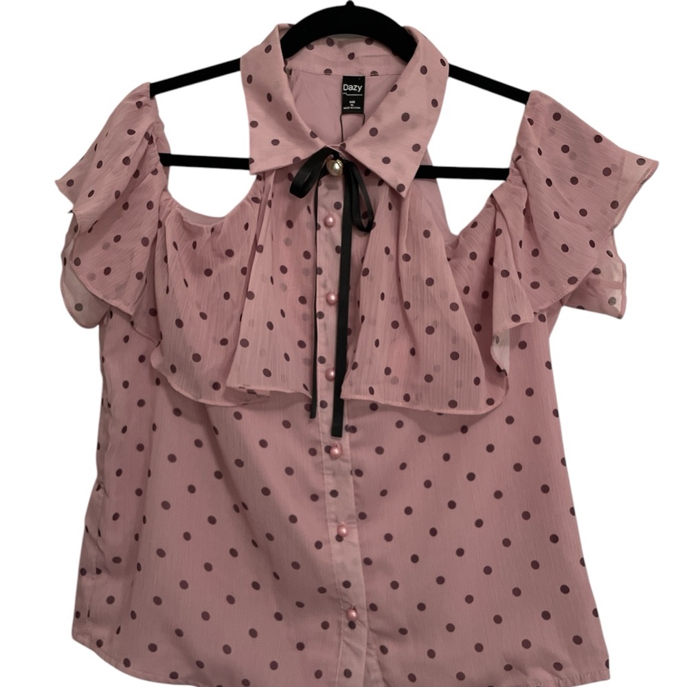 Daisy Pink Sleeveless Blouse with Ruffled Peter Pan Collar